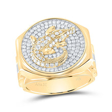 Load image into Gallery viewer, 14K Yellow Gold Diamond Am Crocodile Men's Ring 1 Cttw - Splendid Jewellery