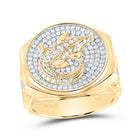 14K Yellow Gold Diamond Am Crocodile Men's Ring 1 Cttw - Splendid Jewellery