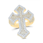 14K Yellow Gold Diamond Am Cross Men's Ring 3 3/4 Cttw - Splendid Jewellery