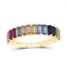 14K Yellow Gold Diamond Bag Gemstone Multi Colour Sapphire Ring 2 Cttw - Splendid Jewellery