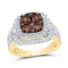 14K Yellow Gold Diamond Brown Ring 2 Cttw - Splendid Jewellery