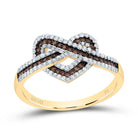 14K Yellow Gold Diamond Cognac Heart Ring 1/2 Cttw - Splendid Jewellery