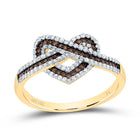 14K Yellow Gold Diamond Cognac Heart Ring 1/2 Cttw - Splendid Jewellery