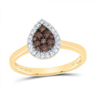 14K Yellow Gold Diamond Cognac Pear Ring 1/3 Cttw - Splendid Jewellery