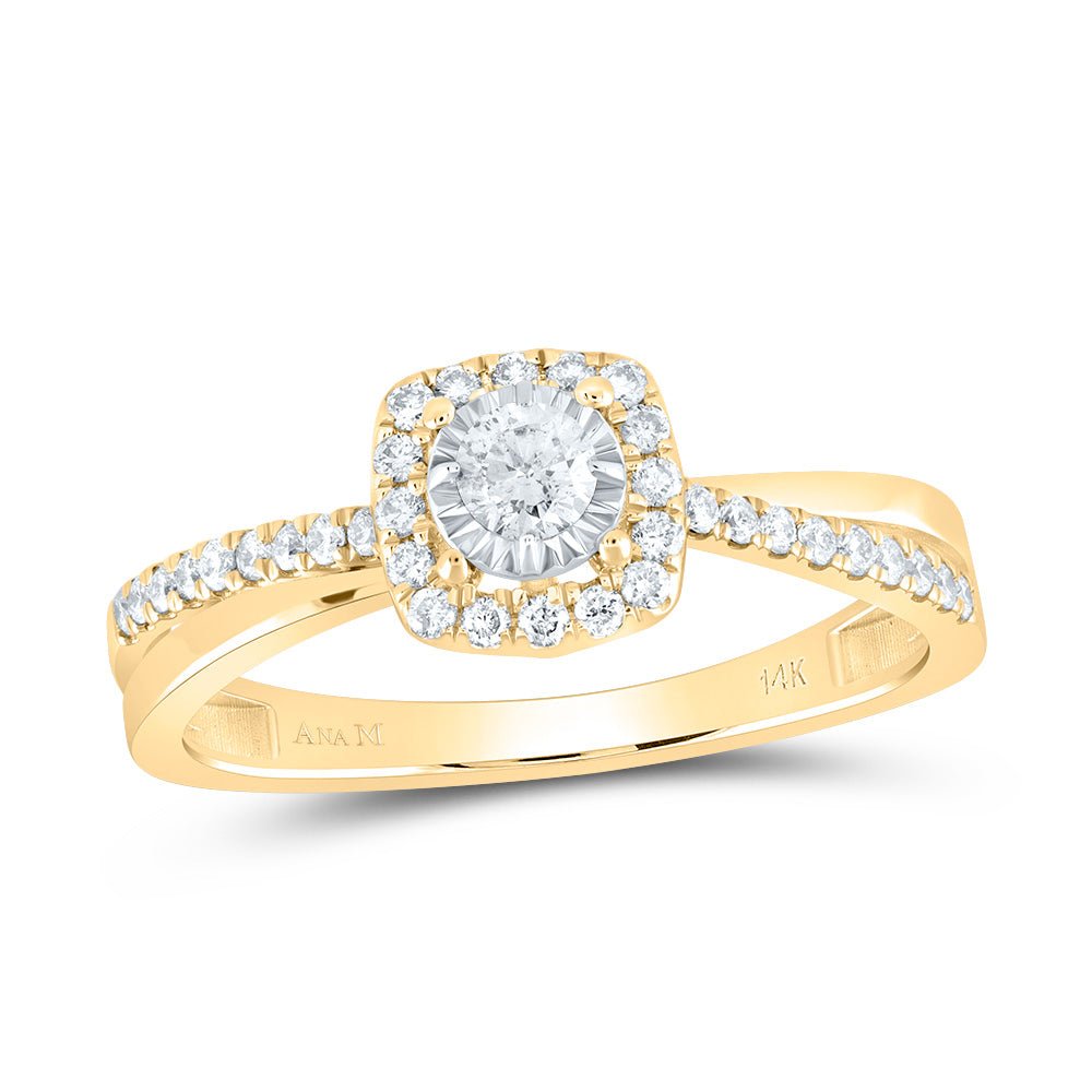 14K Yellow Gold Diamond Cushion Designer Ring 1/3 Cttw - Splendid Jewellery