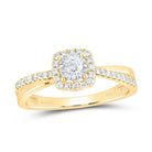14K Yellow Gold Diamond Cushion Designer Ring 1/3 Cttw - Splendid Jewellery