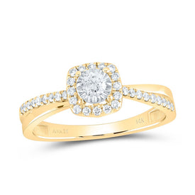 14K Yellow Gold Diamond Cushion Designer Ring 1/3 Cttw - Splendid Jewellery