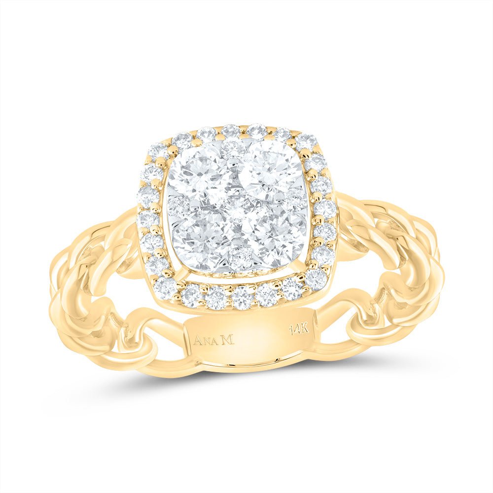 14K Yellow Gold Diamond Cushion Designer Ring 5/8 Cttw - Splendid Jewellery