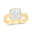 14K Yellow Gold Diamond Cushion Designer Ring 5/8 Cttw - Splendid Jewellery