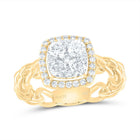 14K Yellow Gold Diamond Cushion Designer Ring 5/8 Cttw - Splendid Jewellery