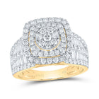 14K Yellow Gold Diamond Cushion Double Halo Bridal Ring 1 3/4 Cttw - Splendid Jewellery