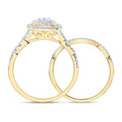 14K Yellow Gold Diamond Cushion Double Halo Bridal Set 1/2 Cttw - Splendid Jewellery
