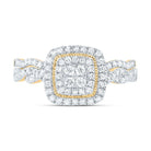 14K Yellow Gold Diamond Cushion Double Halo Bridal Set 1/2 Cttw - Splendid Jewellery
