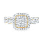 14K Yellow Gold Diamond Cushion Double Halo Bridal Set 1/2 Cttw - Splendid Jewellery