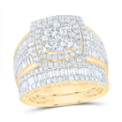 14K Yellow Gold Diamond Cushion Double Halo Bridal Set 2 1/2 Cttw - Splendid Jewellery