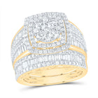 14K Yellow Gold Diamond Cushion Double Halo Bridal Set 2 1/2 Cttw - Splendid Jewellery