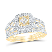 Load image into Gallery viewer, 14K Yellow Gold Diamond Cushion Double Halo Bridal Set 5/8 Cttw - Splendid Jewellery