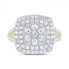 14K Yellow Gold Diamond Cushion Fashion Bridal Ring 1 3/8 Cttw - Splendid Jewellery