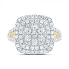 14K Yellow Gold Diamond Cushion Fashion Bridal Ring 1 3/8 Cttw - Splendid Jewellery