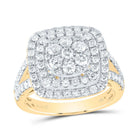 14K Yellow Gold Diamond Cushion Fashion Bridal Ring 1 3/8 Cttw - Splendid Jewellery