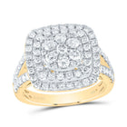 14K Yellow Gold Diamond Cushion Fashion Bridal Ring 1 3/8 Cttw - Splendid Jewellery