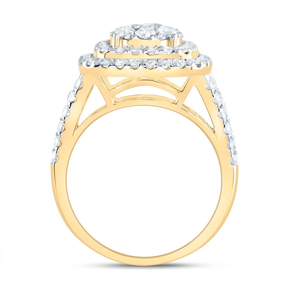 14K Yellow Gold Diamond Cushion Fashion Bridal Ring 1 3/8 Cttw - Splendid Jewellery