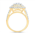14K Yellow Gold Diamond Cushion Fashion Bridal Ring 1 3/8 Cttw - Splendid Jewellery