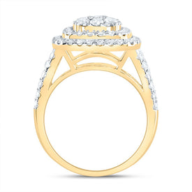 14K Yellow Gold Diamond Cushion Fashion Bridal Ring 1 3/8 Cttw - Splendid Jewellery