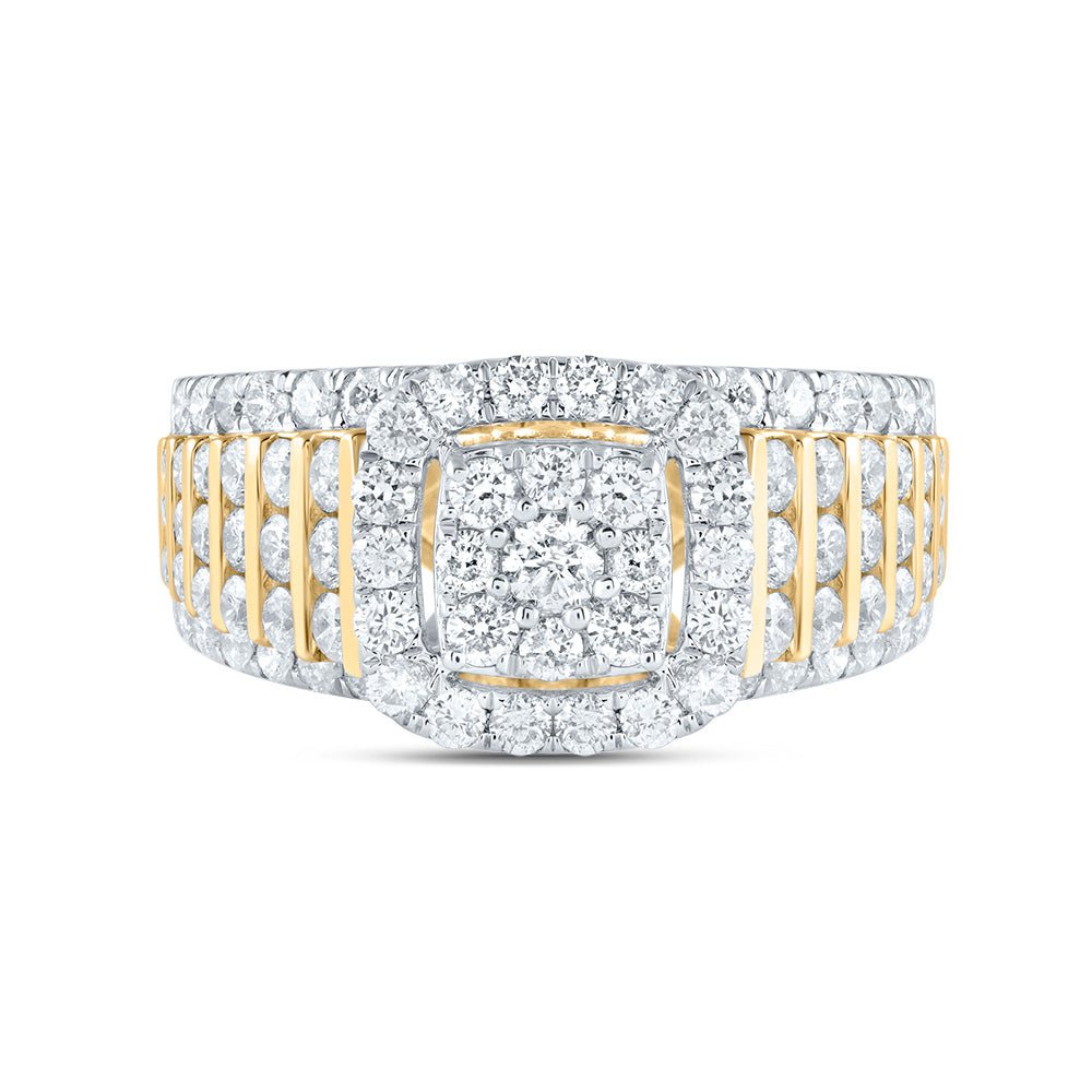 14K Yellow Gold Diamond Cushion Fashion Bridal Ring 1 5/8 Cttw - Splendid Jewellery