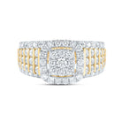 14K Yellow Gold Diamond Cushion Fashion Bridal Ring 1 5/8 Cttw - Splendid Jewellery