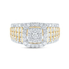 14K Yellow Gold Diamond Cushion Fashion Bridal Ring 1 5/8 Cttw - Splendid Jewellery
