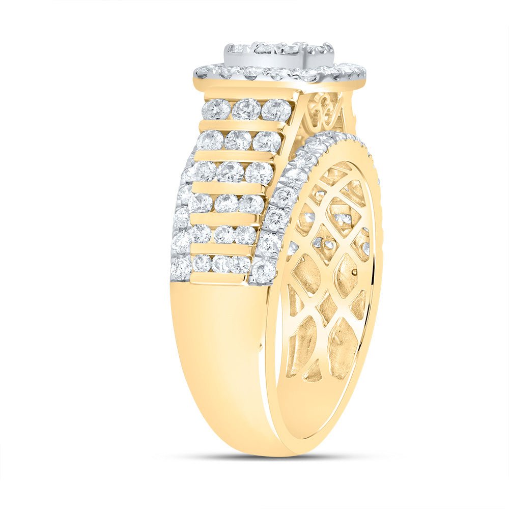 14K Yellow Gold Diamond Cushion Fashion Bridal Ring 1 5/8 Cttw - Splendid Jewellery