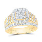 14K Yellow Gold Diamond Cushion Fashion Bridal Ring 1 5/8 Cttw - Splendid Jewellery