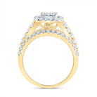 14K Yellow Gold Diamond Cushion Fashion Bridal Ring 1 5/8 Cttw - Splendid Jewellery