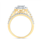 14K Yellow Gold Diamond Cushion Fashion Bridal Ring 1 5/8 Cttw - Splendid Jewellery
