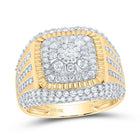 14K Yellow Gold Diamond Cushion Men's Ring 1 3/4 Cttw - Splendid Jewellery