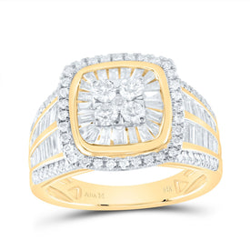 14K Yellow Gold Diamond Cushion Single Halo Bridal Ring 1 5/8 Cttw - Splendid Jewellery