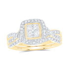 14K Yellow Gold Diamond Cushion Single Halo Bridal Set 1/2 Cttw - Splendid Jewellery