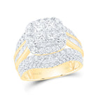14K Yellow Gold Diamond Cushion Single Halo Bridal Set 3 Cttw - Splendid Jewellery