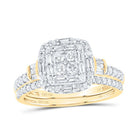 14K Yellow Gold Diamond Cushion Single Halo Bridal Set 3/4 Cttw - Splendid Jewellery