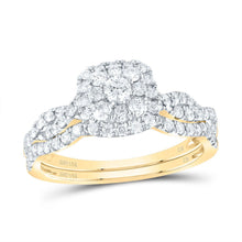 Load image into Gallery viewer, 14K Yellow Gold Diamond Cushion Single Halo Bridal Set 3/4 Cttw - Splendid Jewellery