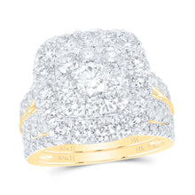 Load image into Gallery viewer, 14K Yellow Gold Diamond Cushion Single Halo Bridal Set 4 Cttw - Splendid Jewellery