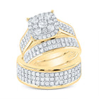 14K Yellow Gold Diamond Cushion Trio Ring Set 2 3/8 Cttw - Splendid Jewellery