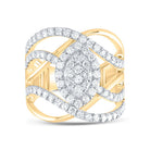 14K Yellow Gold Diamond Designer Ring 1 1/2 Cttw - Splendid Jewellery