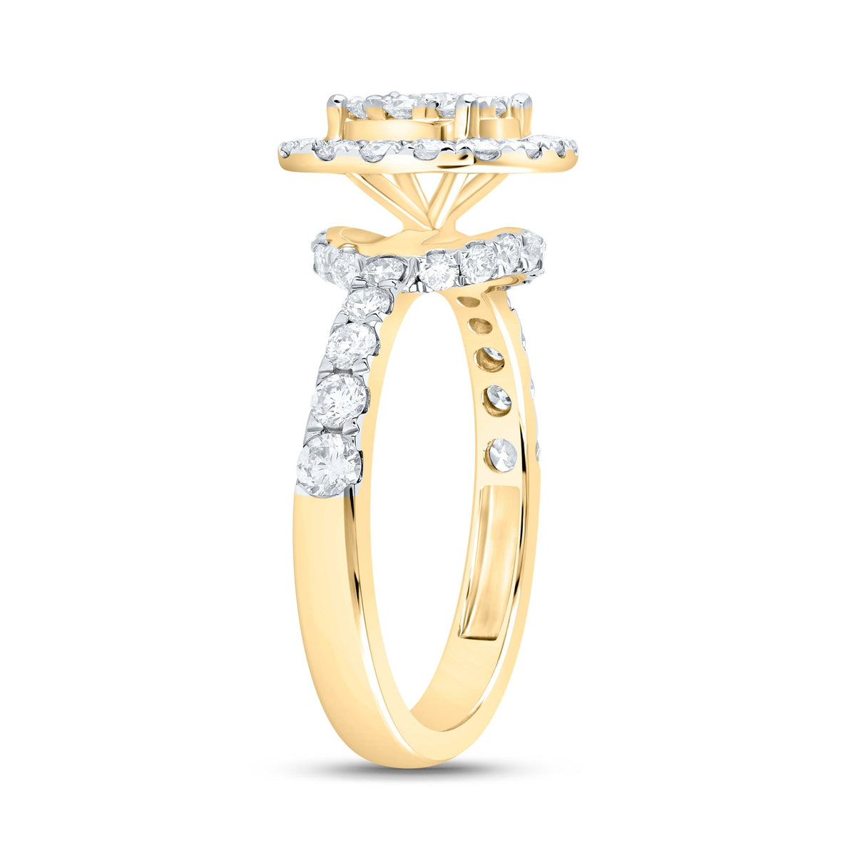 14K Yellow Gold Diamond Designer Ring 1 1/5 Cttw - Splendid Jewellery