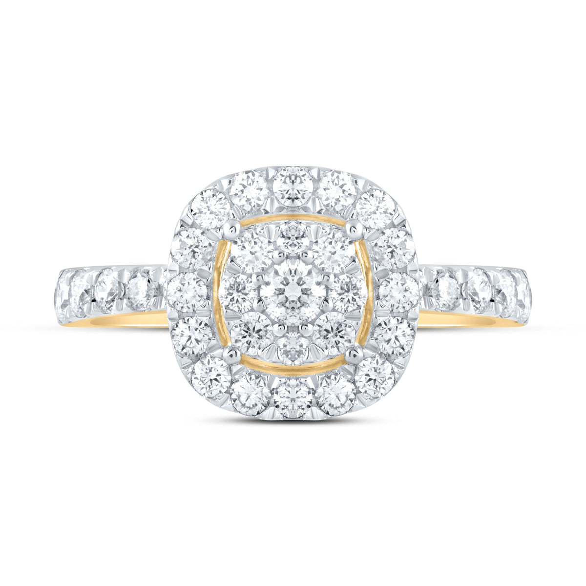 14K Yellow Gold Diamond Designer Ring 1 1/5 Cttw - Splendid Jewellery