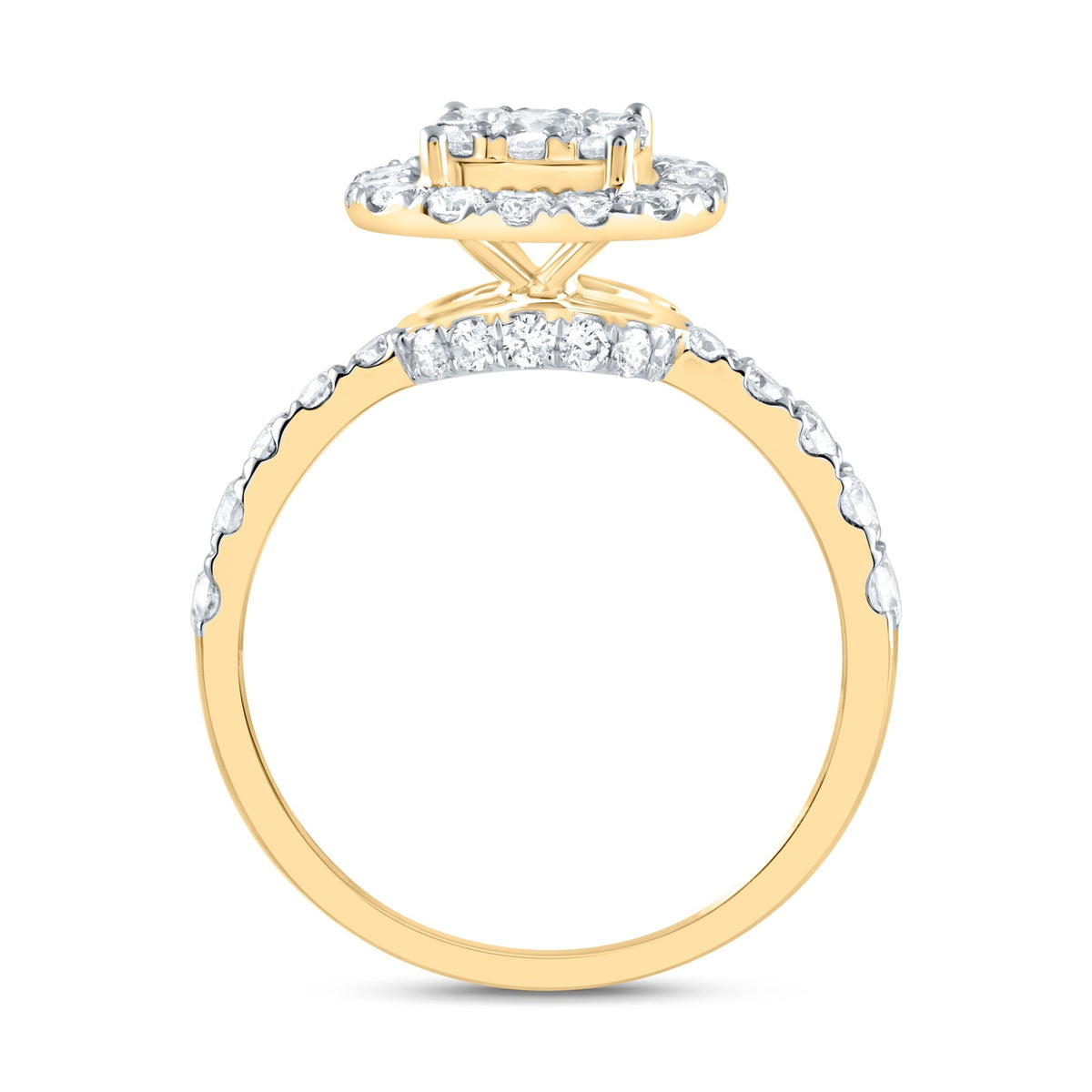 14K Yellow Gold Diamond Designer Ring 1 1/5 Cttw - Splendid Jewellery