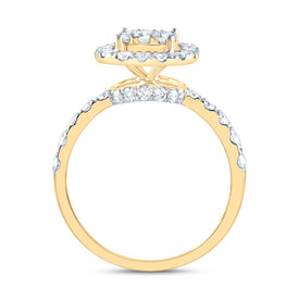 14K Yellow Gold Diamond Designer Ring 1 1/5 Cttw - Splendid Jewellery