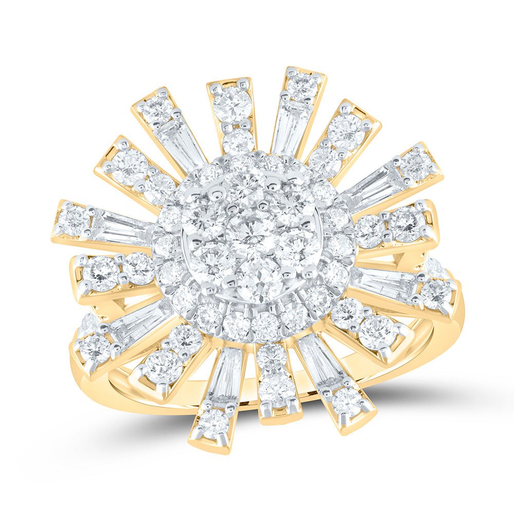 14K Yellow Gold Diamond Designer Ring 1 3/4 Cttw - Splendid Jewellery