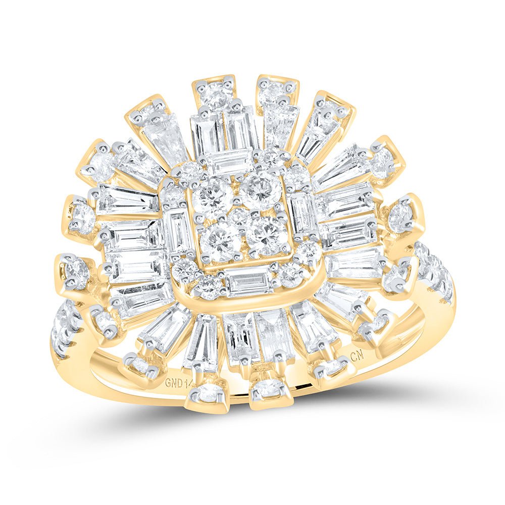 14K Yellow Gold Diamond Designer Ring 1 3/4 Cttw - Splendid Jewellery